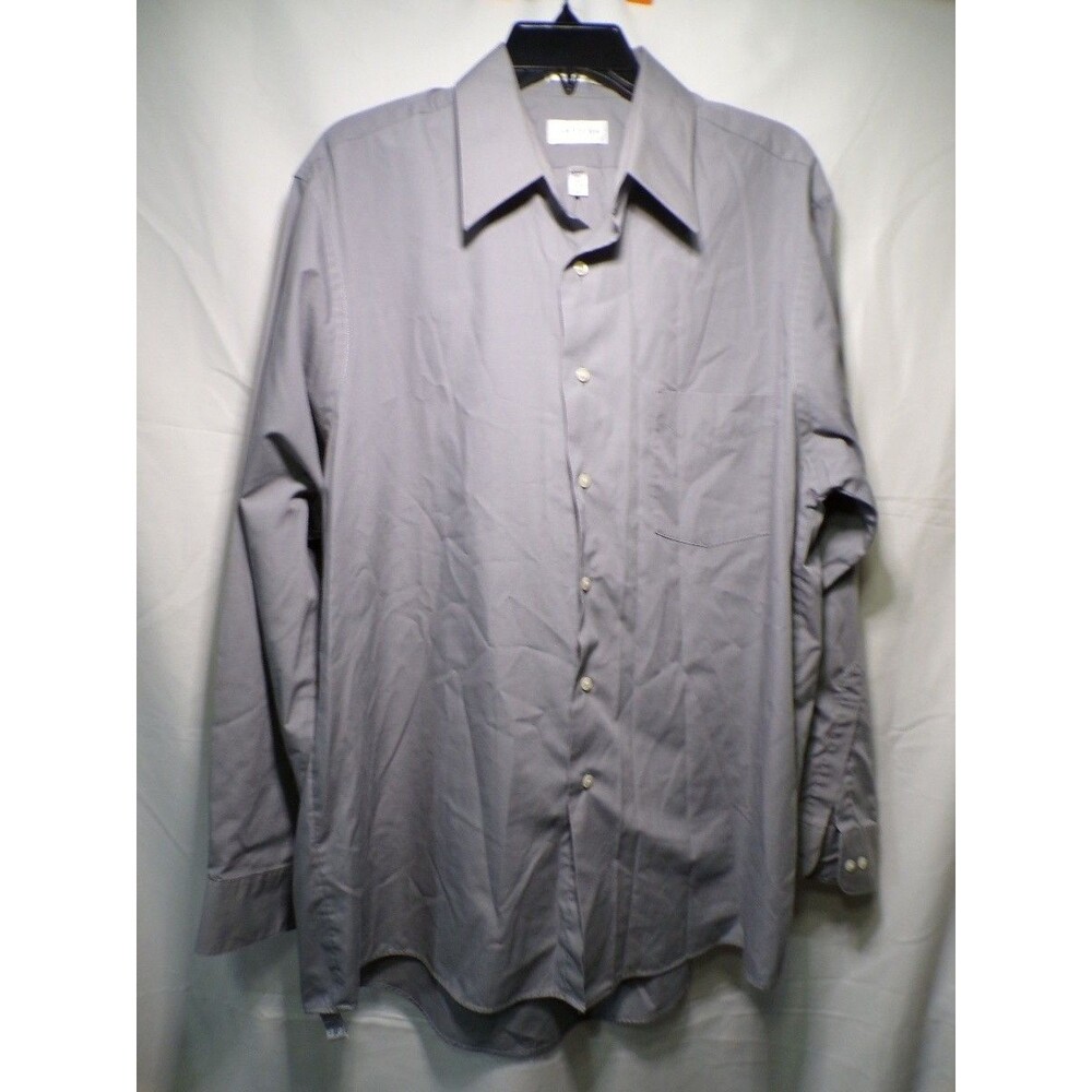 Van Heusen Wrinkle Free Gray Dress Shirt Men's 16.5 34/35 Large Long Sleeve